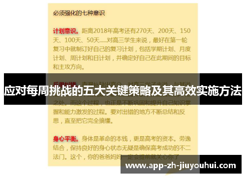 应对每周挑战的五大关键策略及其高效实施方法 应对每周挑战的五大关键策略及其高效实施方法